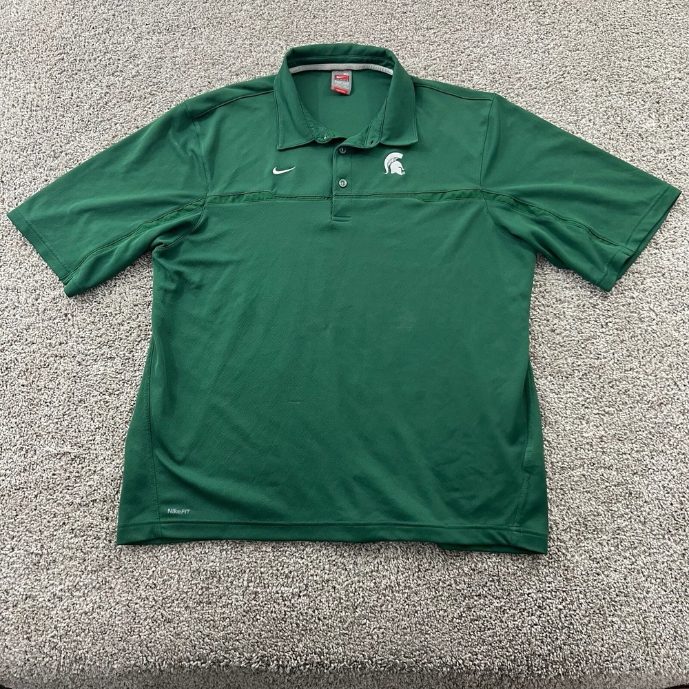 Vintage 90s Michigan State Spartans Nike Shirt Men XL Dri Fit Athletic Polo Logo